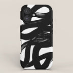Swirl Black & White Minimalist Abstract Mid century Ink Art Dark Brush Strokes iPhone Case Gallery Image 1