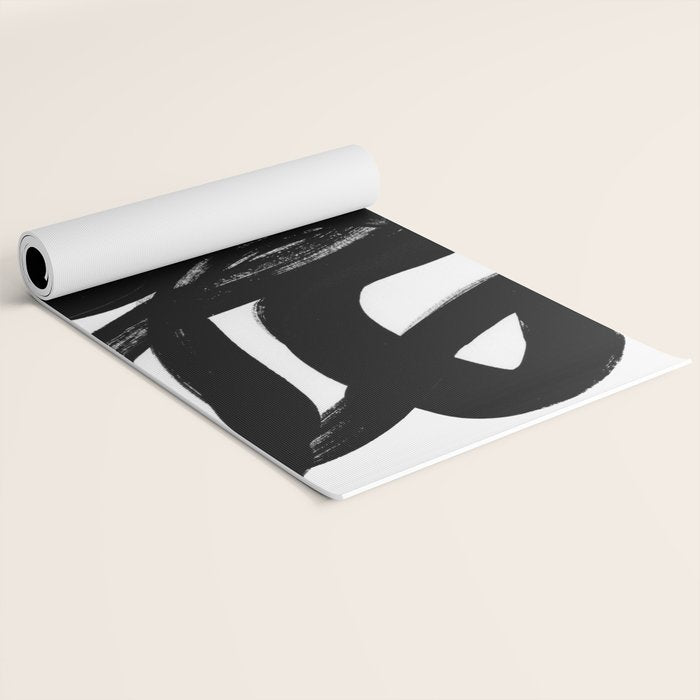 Swirl Black & White Minimalist Abstract Mid century Ink Art Dark Brush Strokes Yoga Mat Gallery Image 2