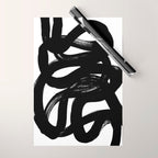 Swirl Black & White Minimalist Abstract Mid century Ink Art Dark Brush Strokes Wrapping Paper Gallery Image 1