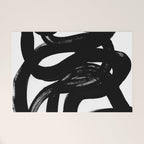 Swirl Black & White Minimalist Abstract Mid century Ink Art Dark Brush Strokes Welcome Mat Gallery Image 1