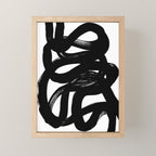 Swirl Black & White Minimalist Abstract Mid century Ink Art Dark Brush Strokes Mini Art Print Gallery Image 1