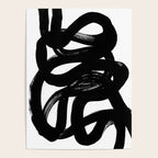 Swirl Black & White Minimalist Abstract Mid century Ink Art Dark Brush Strokes Poster Gallery Image 4