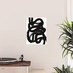 Swirl Black & White Minimalist Abstract Mid century Ink Art Dark Brush Strokes Poster Gallery Image 2