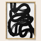 Swirl Black & White Minimalist Abstract Mid century Ink Art Dark Brush Strokes Serving Tray Gallery Image 1