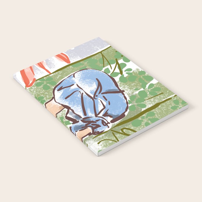 Exhausted woman in a blue dress Notebook