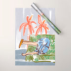 Exhausted woman in a blue dress Wrapping Paper Gallery Image 1