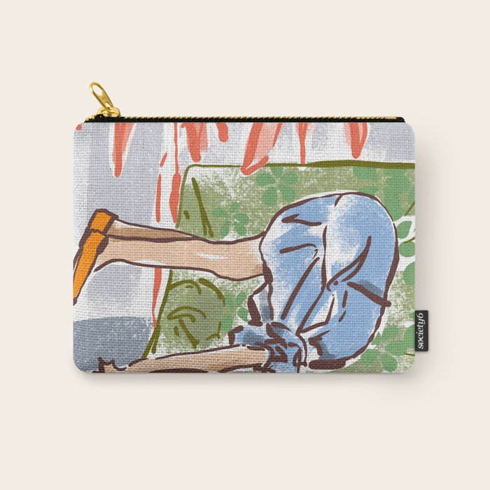 Exhausted woman in a blue dress Carry All Pouch Gallery Image 1