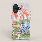 Exhausted woman in a blue dress iPhone Case Gallery Image 1