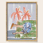 Exhausted woman in a blue dress Serving Tray Gallery Image 1