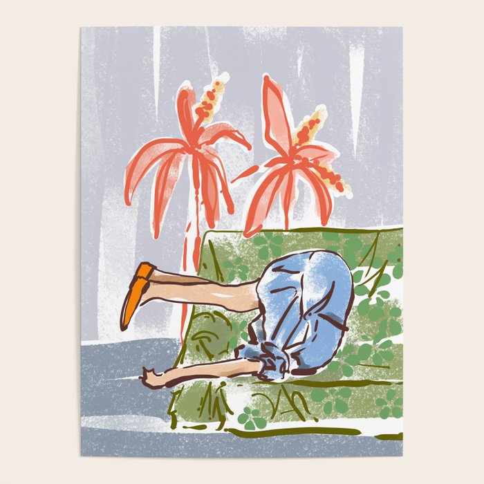 Exhausted woman in a blue dress Poster Gallery Image 4