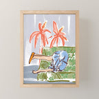 Exhausted woman in a blue dress Mini Art Print Gallery Image 1