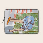 Exhausted woman in a blue dress Laptop Sleeve Gallery Image 1