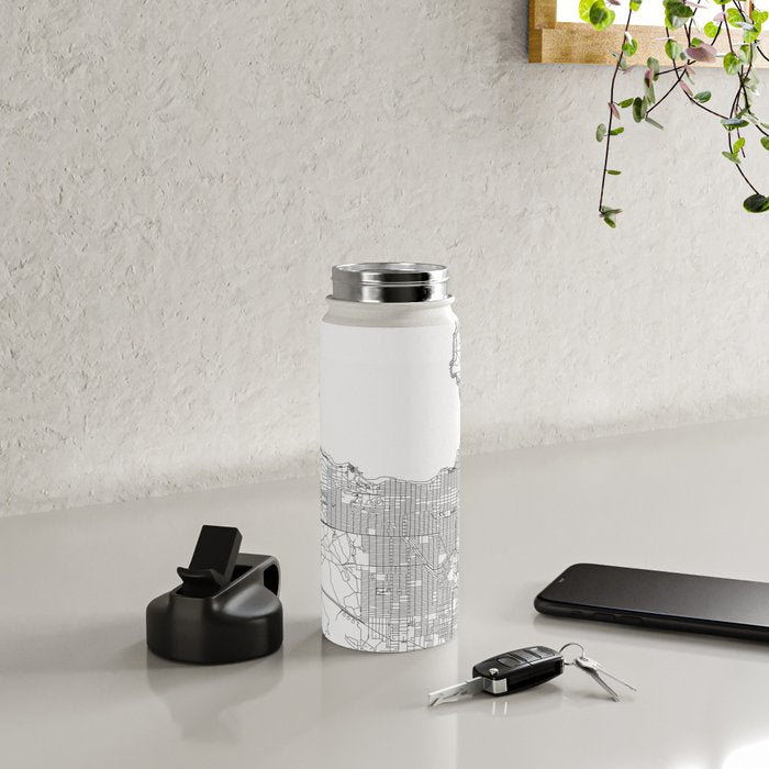 Vancouver White Map Water Bottle Gallery Image 4