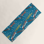 Nostalgic Winter Ski Scene Retro Holiday Pattern Yoga Mat Gallery Image 1