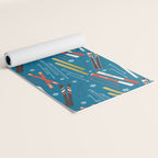 Nostalgic Winter Ski Scene Retro Holiday Pattern Yoga Mat Gallery Image 2