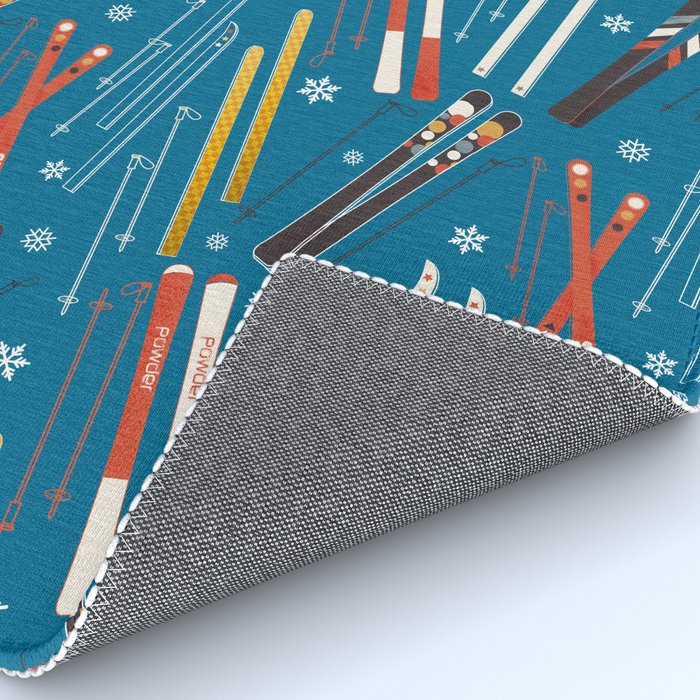 Nostalgic Winter Ski Scene Retro Holiday Pattern Rug Gallery Image 4