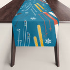 Nostalgic Winter Ski Scene Retro Holiday Pattern Table Runner Gallery Image 1