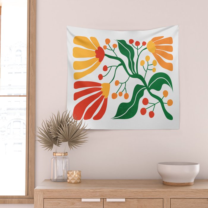 Cinnabar & Supernova: Les Fleurs | Flower Market 03 Wall Tapestry Gallery Image 2