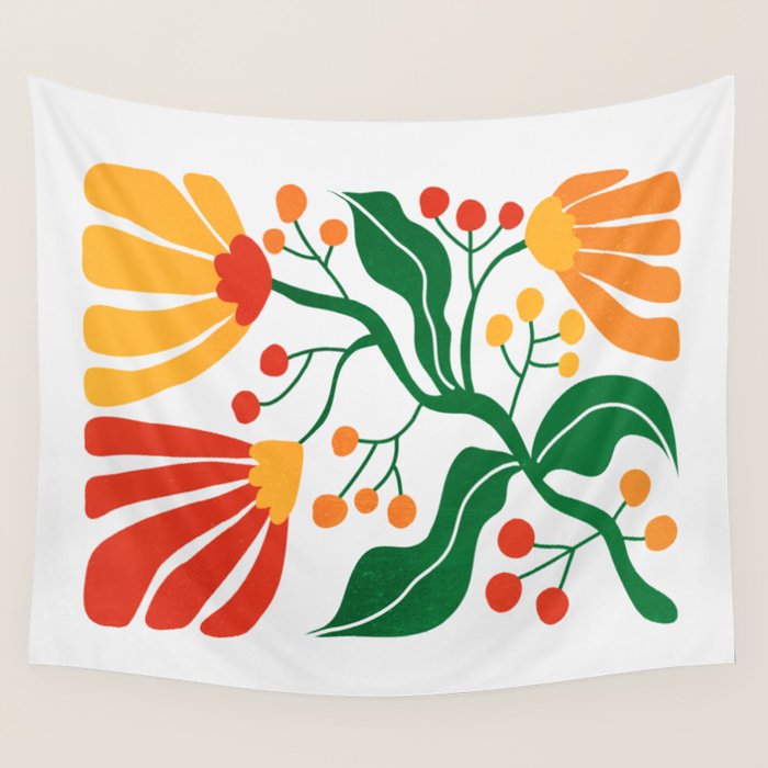 Cinnabar & Supernova: Les Fleurs | Flower Market 03 Wall Tapestry Gallery Image 4