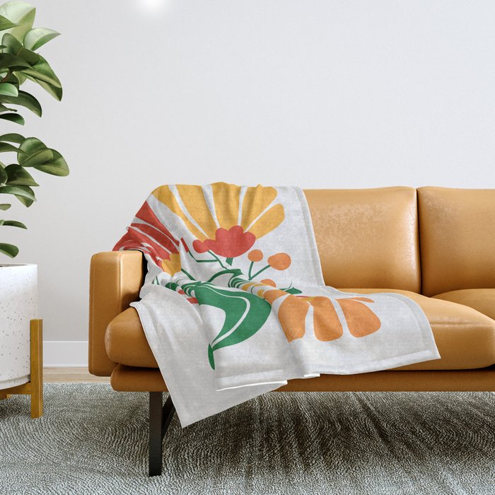 Cinnabar & Supernova: Les Fleurs | Flower Market 03 Throw Blanket Gallery Image 1
