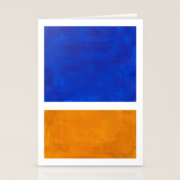 Phthalo Blue Yellow Ochre Mid Century Modern Abstract Minimalist Rothko Color Field Squares Stationery Card Gallery Image 2