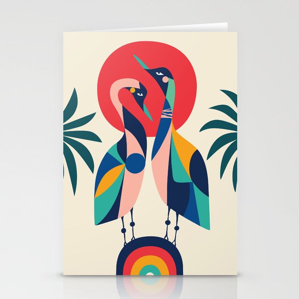 Modern Rainbow Gooses Stationery Card Gallery Image 1