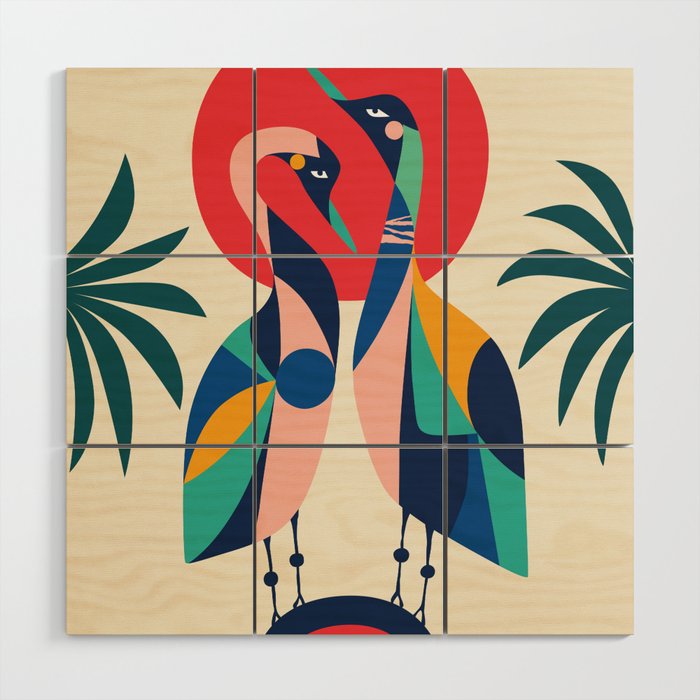 Modern Rainbow Gooses Wood Wall Art Gallery Image 1