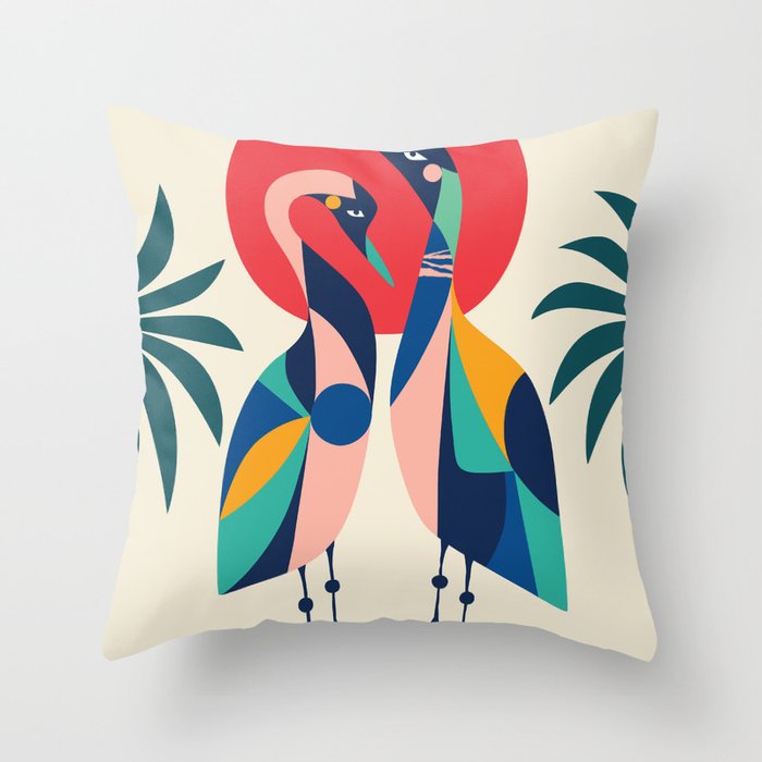 Modern Rainbow Gooses Throw Pillow Gallery Image 1