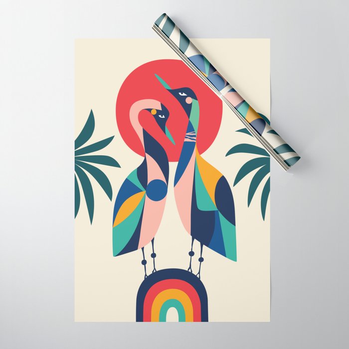 Modern Rainbow Gooses Wrapping Paper Gallery Image 1