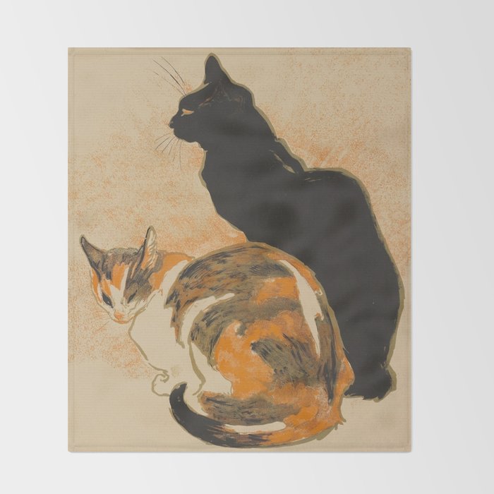 At the Bodiniere Théophile-Alexandre Steinlen 1894 Cat Ink Illustration Throw Blanket Gallery Image 2