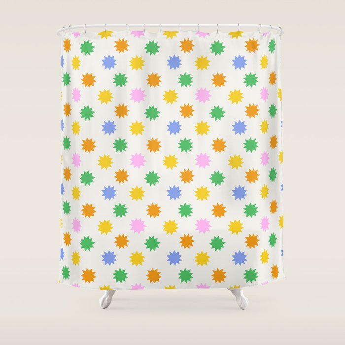 Colorful star shpe cartoon pattern Shower Curtain Gallery Image 1