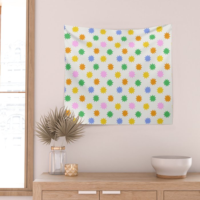 Colorful star shpe cartoon pattern Wall Tapestry Gallery Image 2
