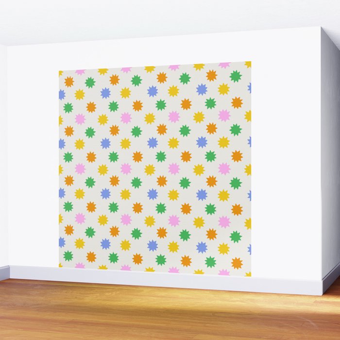 Colorful star shpe cartoon pattern Wall Mural Gallery Image 2