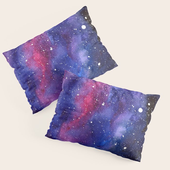 Nebula Galaxy Watercolor Space Sky Pillow Sham Gallery Image 1