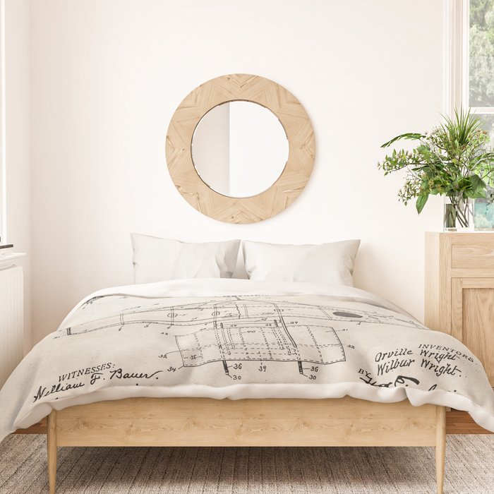 Wright Brother's Airplane Patent - Aviation History Art - Antique Duvet Cover Gallery Image 3