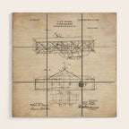 Wright Brother's Airplane Patent - Aviation History Art - Antique Wood Wall Art Gallery Image 1