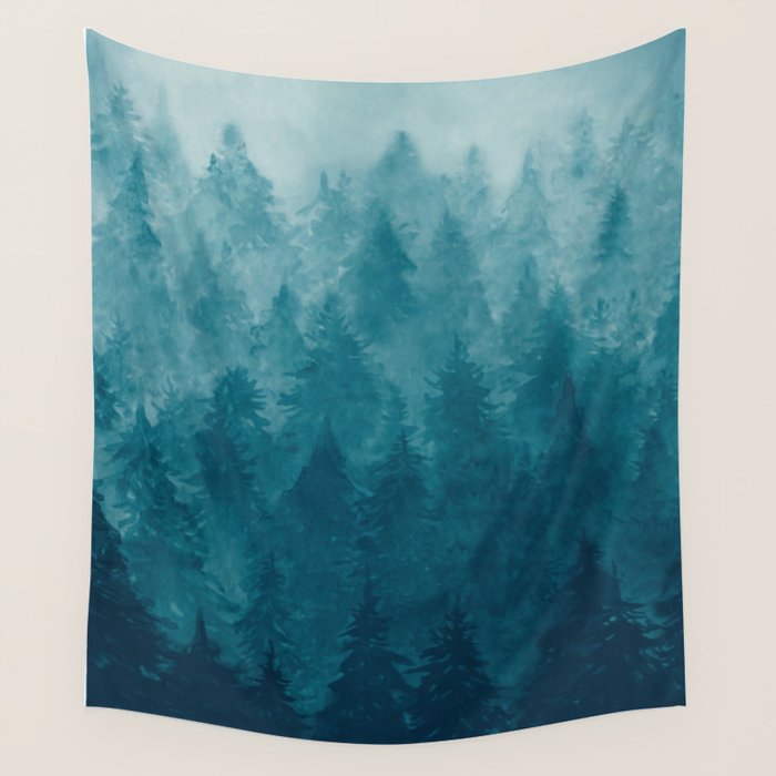 Misty Pine Forest Wall Tapestry Gallery Image 4