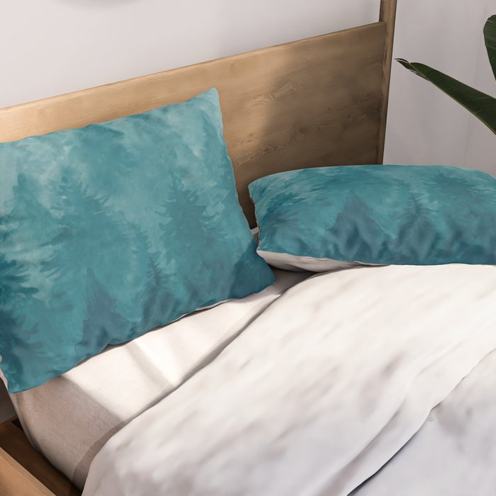Misty Pine Forest Pillow Sham Gallery Image 2
