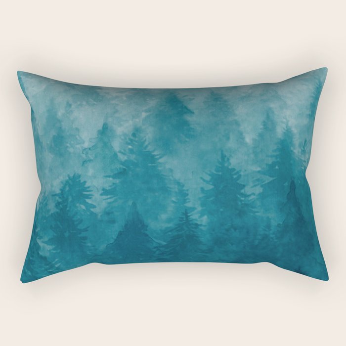 Misty Pine Forest Rectangular Pillow Gallery Image 2