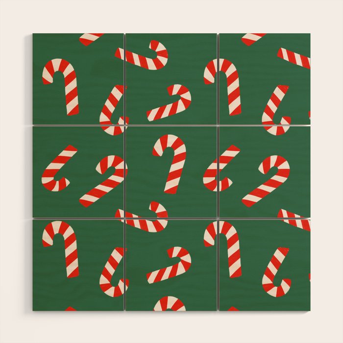 Candy Canes - Green Wood Wall Art Gallery Image 1