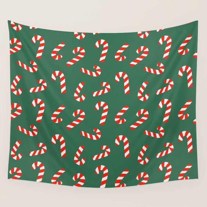 Candy Canes - Green Wall Tapestry Gallery Image 4