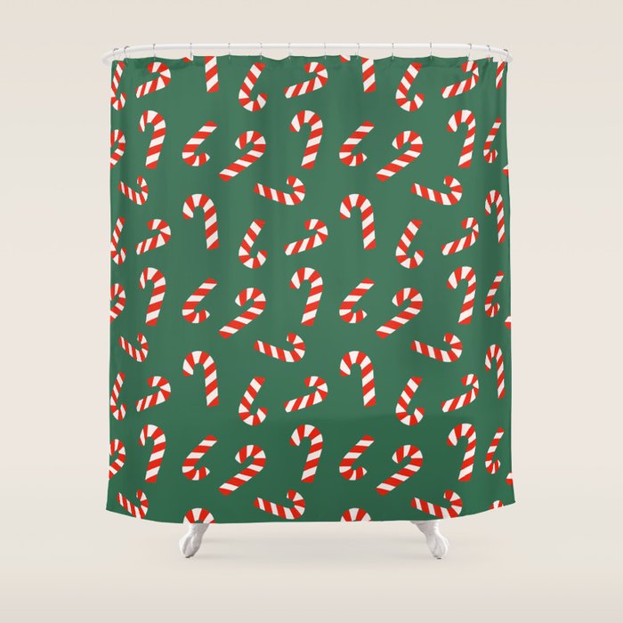 Candy Canes - Green Shower Curtain Gallery Image 1