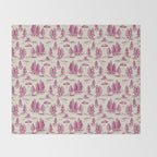 Magenta Alien Abduction Toile De Jouy Pattern Throw Blanket Gallery Image 2