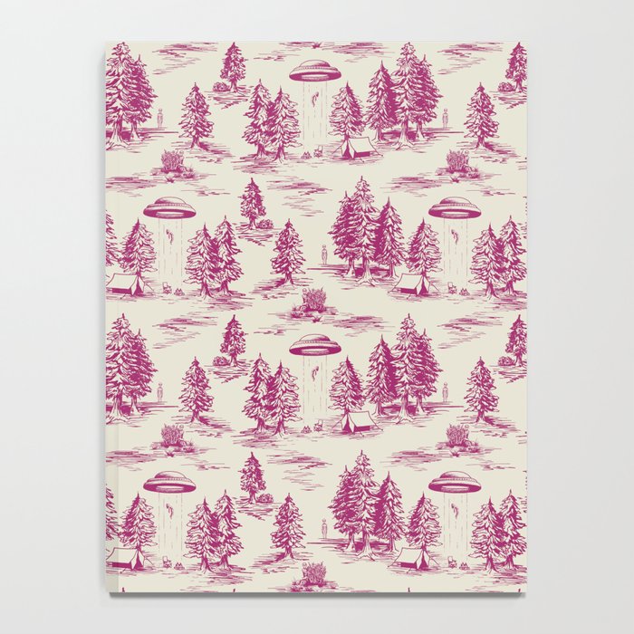 Magenta Alien Abduction Toile De Jouy Pattern Notebook Gallery Image 4