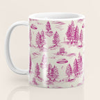 Magenta Alien Abduction Toile De Jouy Pattern Coffee Mug Gallery Image 3