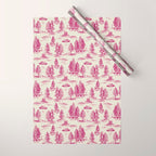 Magenta Alien Abduction Toile De Jouy Pattern Wrapping Paper Gallery Image 1