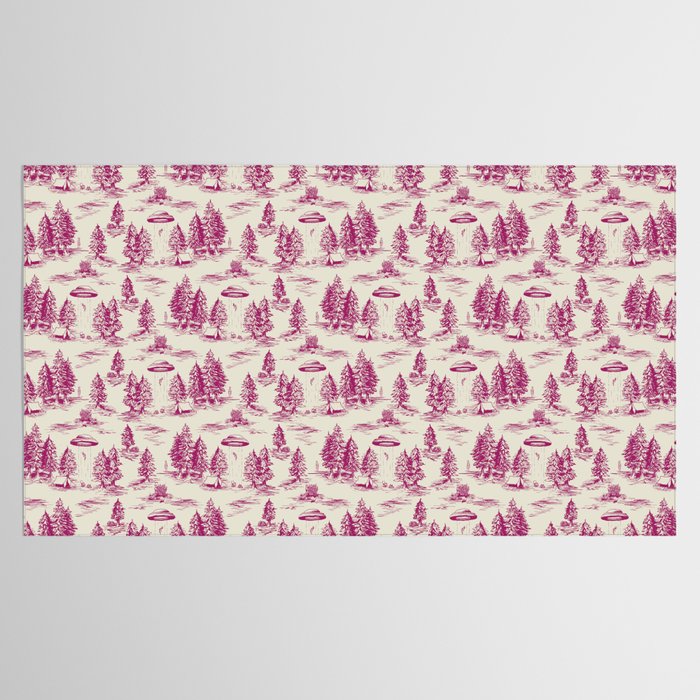 Magenta Alien Abduction Toile De Jouy Pattern Tablecloth Gallery Image 2