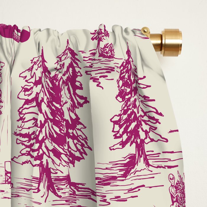Magenta Alien Abduction Toile De Jouy Pattern Window Curtain Gallery Image 2