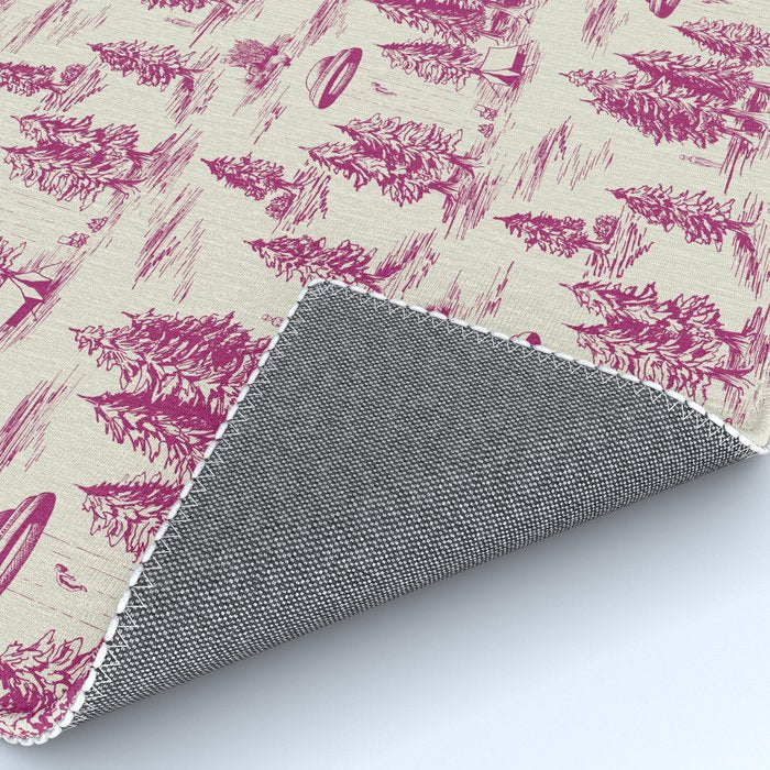 Magenta Alien Abduction Toile De Jouy Pattern Rug Gallery Image 4