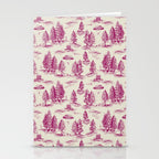 Magenta Alien Abduction Toile De Jouy Pattern Stationery Card Gallery Image 2